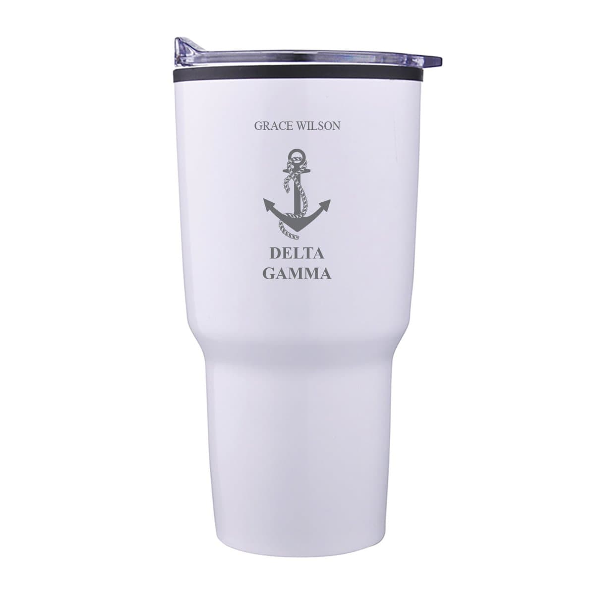 Delta Gamma Personalized 30oz White Tumbler | Delta Gamma | Drinkware > Travel mugs