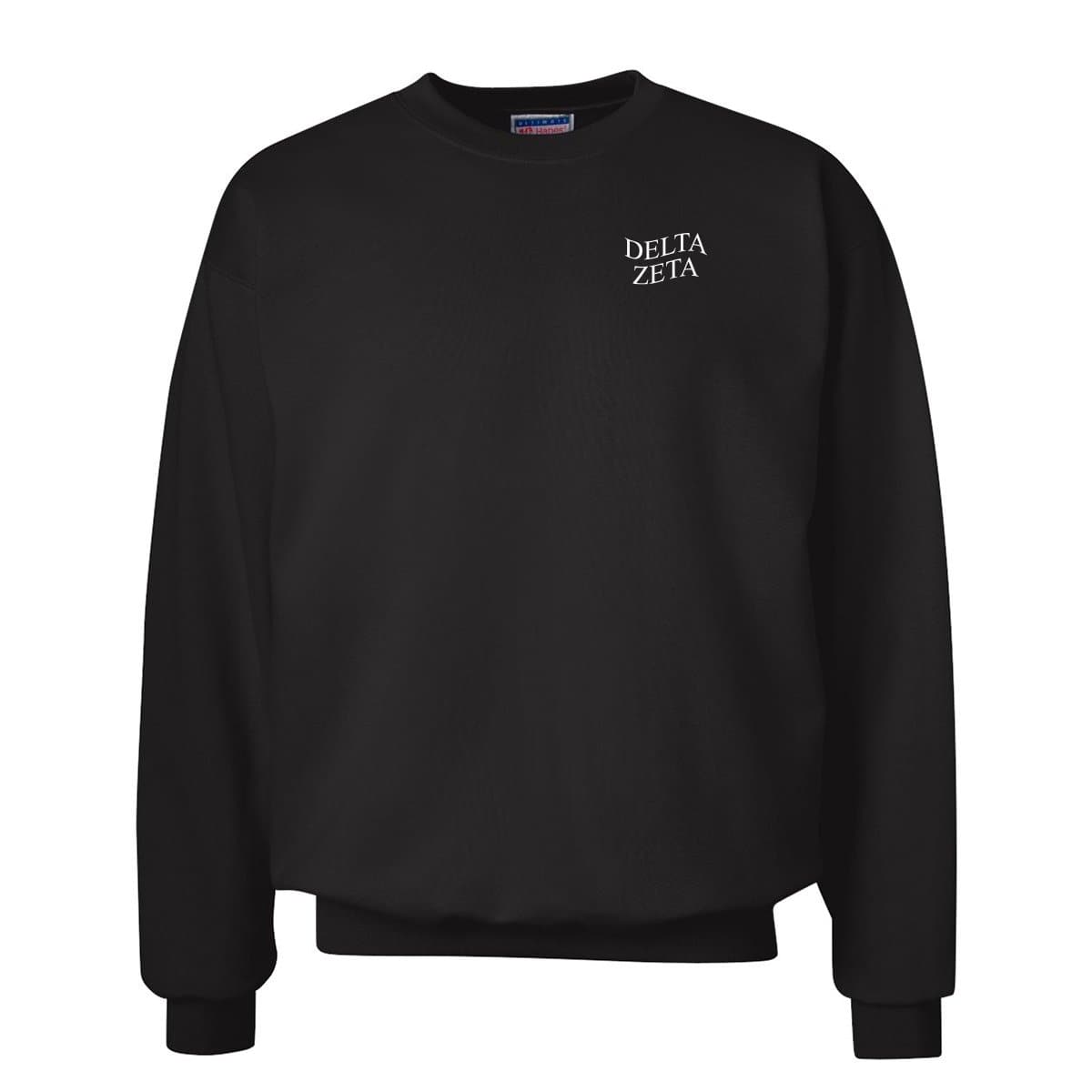 Delta Zeta Black Warped Left Chest Crewneck | Delta Zeta | Sweatshirts > Crewneck sweatshirts