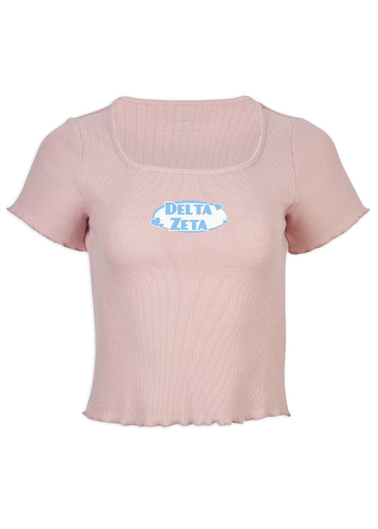 Delta Zeta Blush Y2K Baby Tee