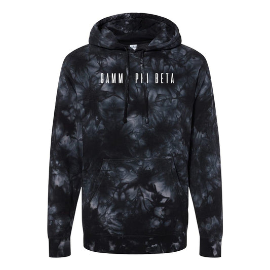 Gamma Phi Beta Black Tie Dye Hoodie | Gamma Phi Beta | Sweatshirts > Hooded sweatshirts