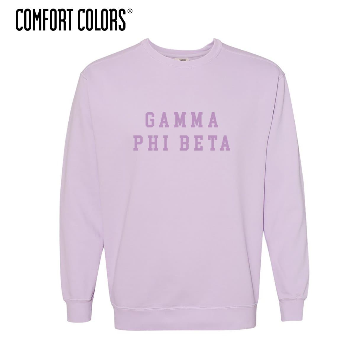 Gamma Phi Beta Purple Comfort Colors Crewneck | Gamma Phi Beta | Sweatshirts > Crewneck sweatshirts