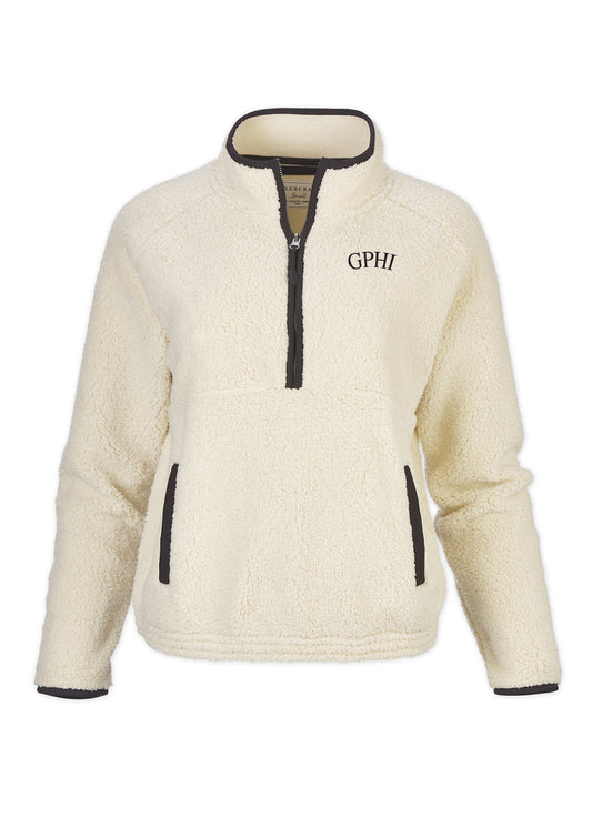 Gamma Phi Beta Embroidered Cream Fleece Half Zip