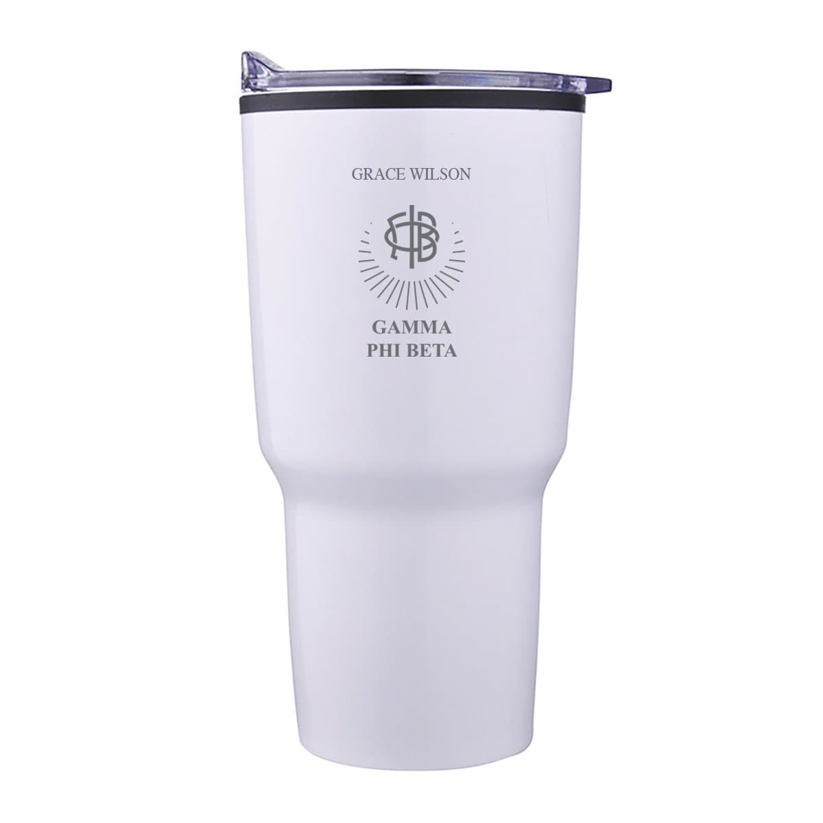 Gamma Phi Beta Personalized 30oz White Tumbler | Gamma Phi Beta | Drinkware > Travel mugs
