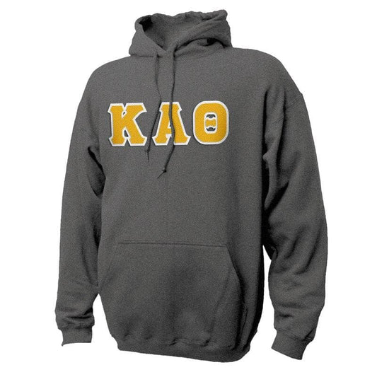Theta Dark Heather Hoodie with Sewn On Letters | Kappa Alpha Theta | Sweatshirts > Hooded sweatshirts