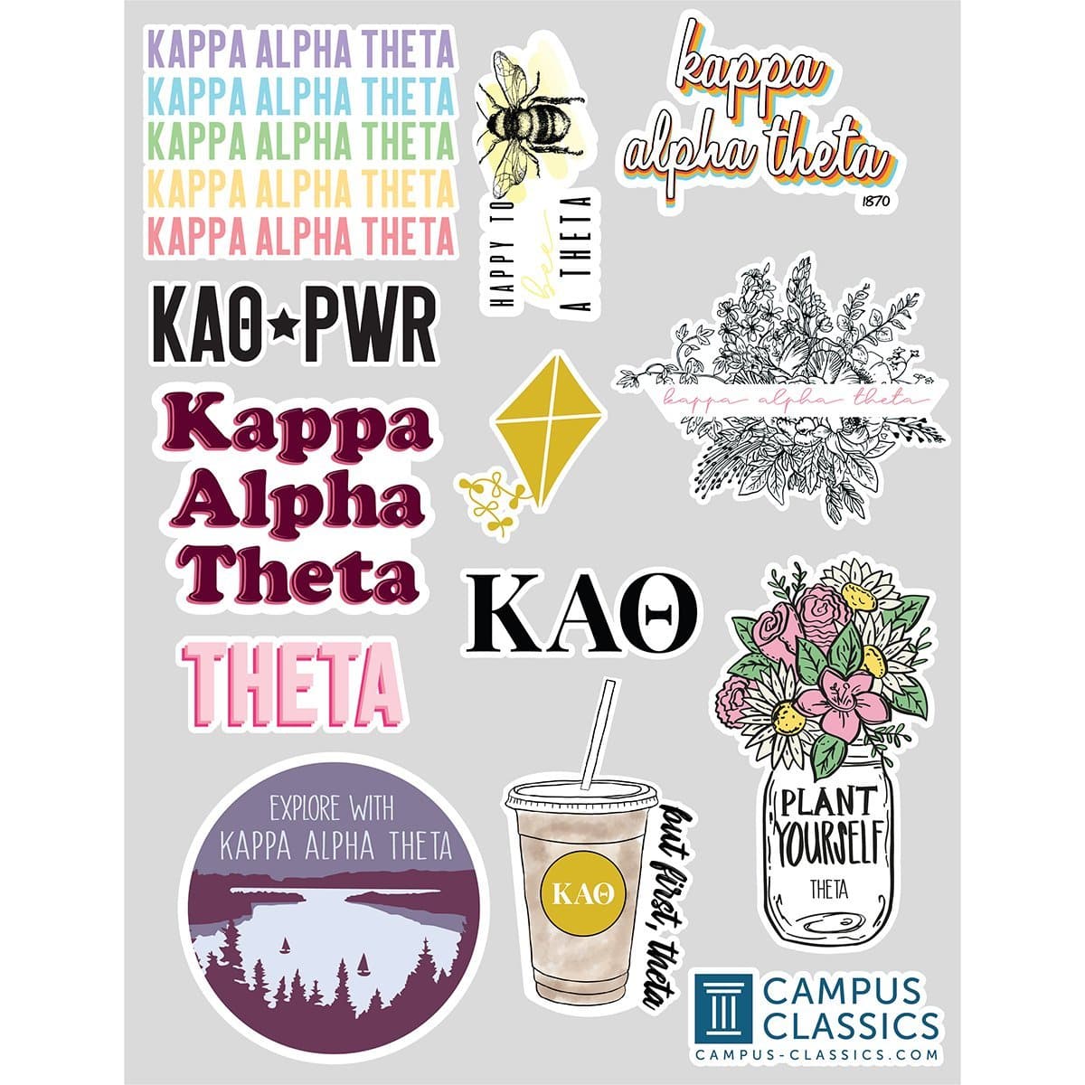 Theta Sticker Sheet | Kappa Alpha Theta | Promotional > Stickers