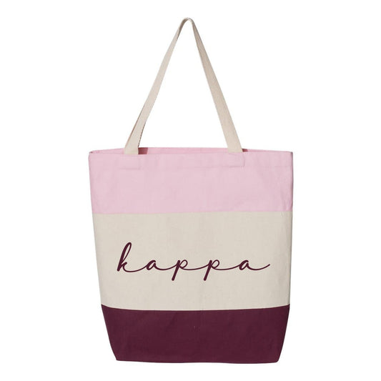 Kappa Pink Striped Tote | Kappa Kappa Gamma | Bags > Tote bags