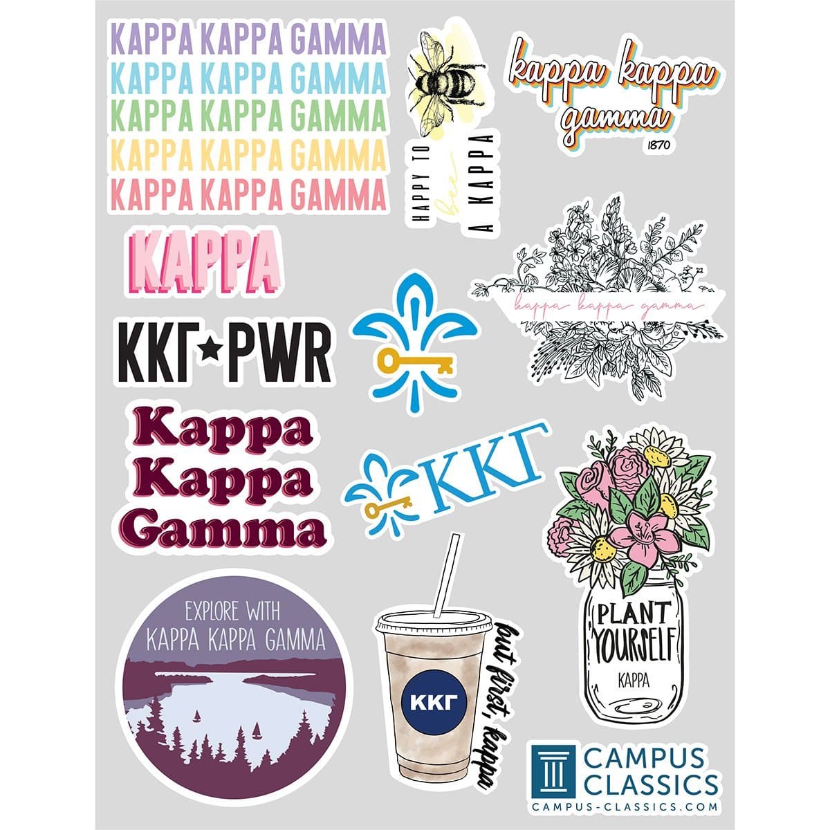 Kappa Sticker Sheet | Kappa Kappa Gamma | Promotional > Stickers