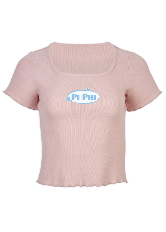 Pi Phi Blush Y2K Baby Tee