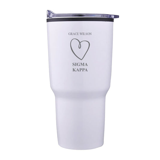 Sigma Kappa Personalized 30oz White Tumbler | Sigma Kappa | Drinkware > Travel mugs