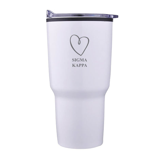 Sigma Kappa 30oz White Tumbler | Sigma Kappa | Drinkware > Travel mugs