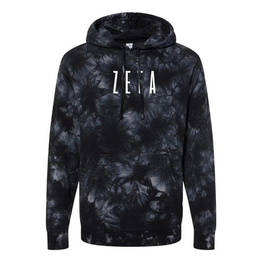 Zeta Black Tie Dye Hoodie | Zeta Tau Alpha | Sweatshirts > Hooded sweatshirts