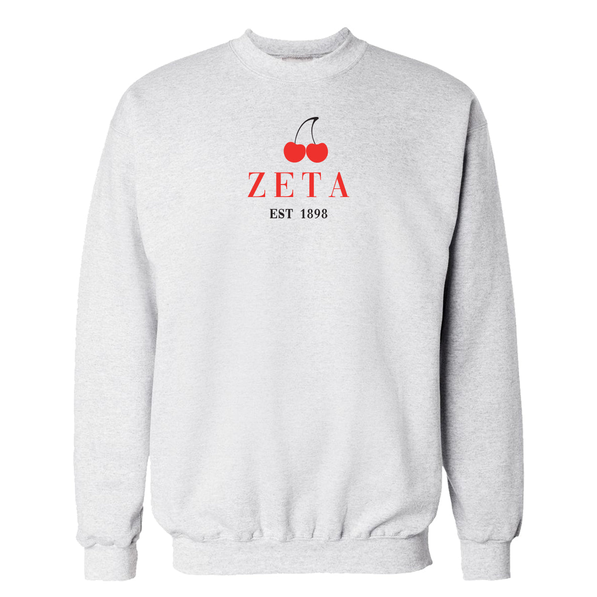 Zeta Heather Grey Cherry Crewneck Sweatshirt