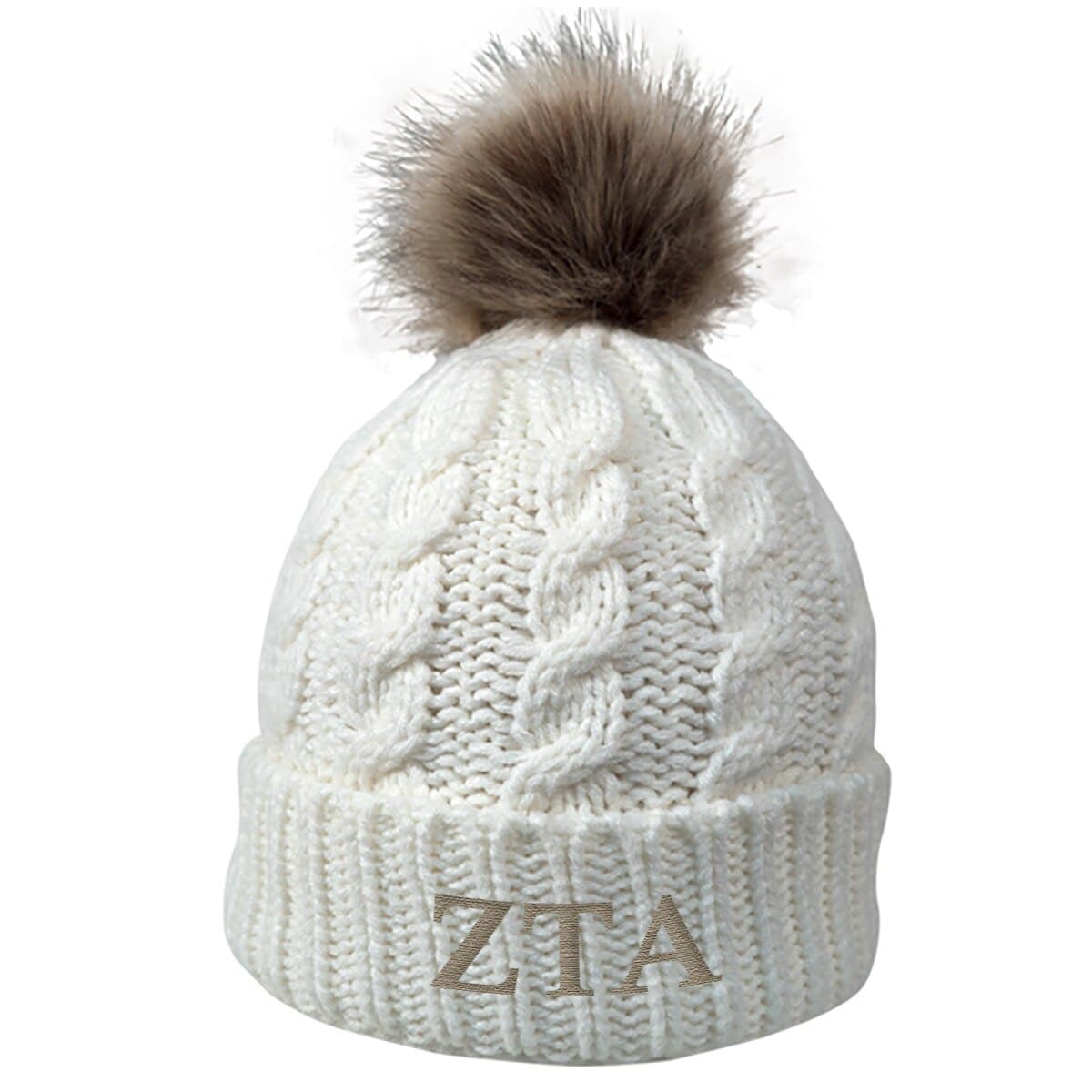 Zeta Fur Pom Beanie | Zeta Tau Alpha | Headwear > Beanies