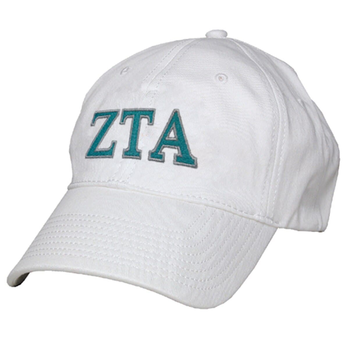 Zeta White Baseball Hat | Zeta Tau Alpha | Headwear > Billed hats